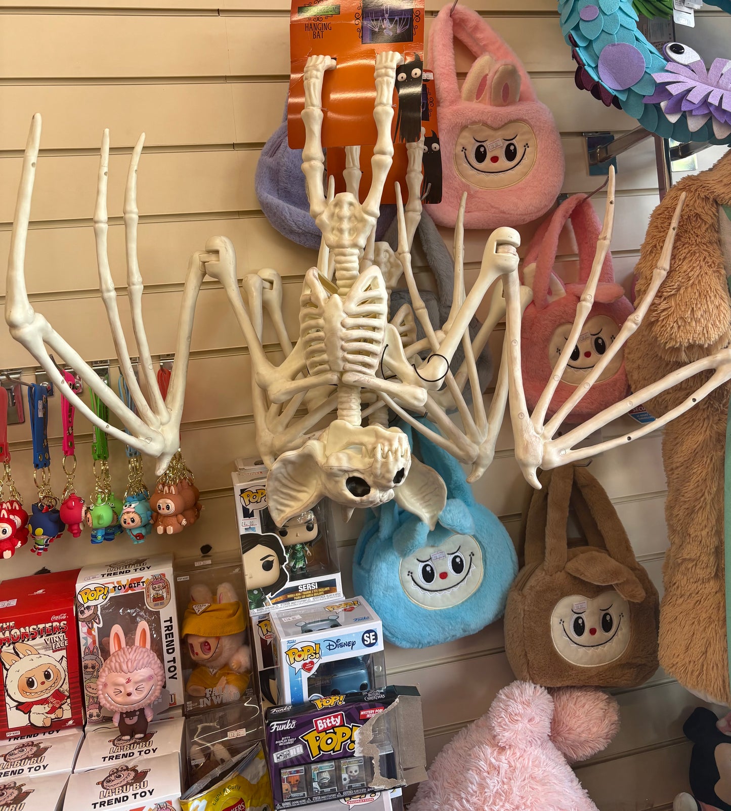 Giant hanging skeleton bat