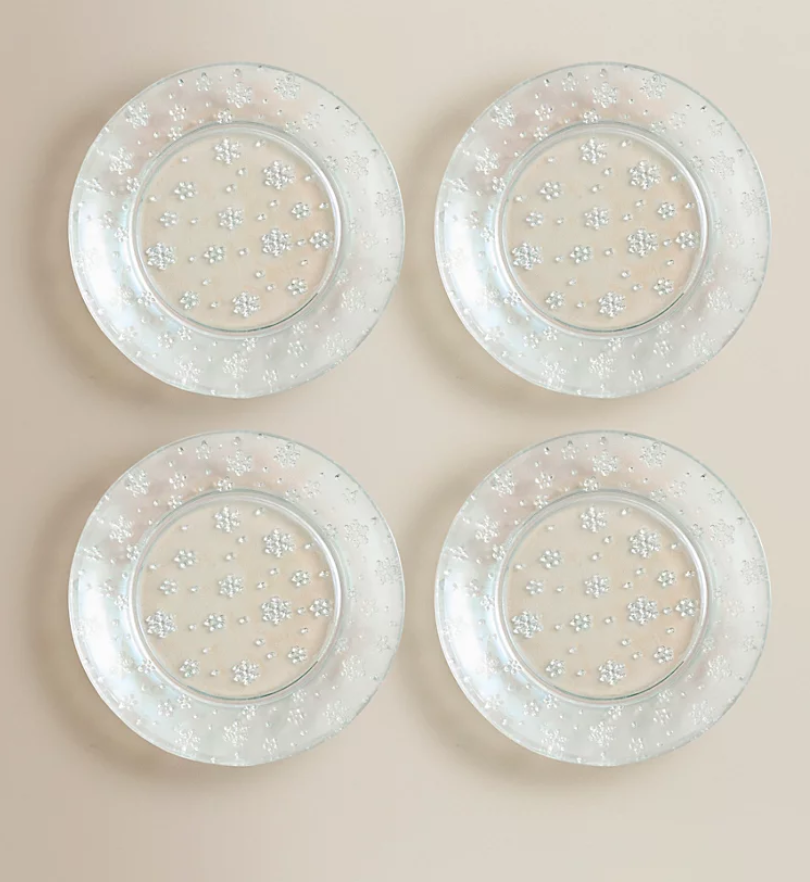 Pack of 4 Iridescent Snowflake Side Plates