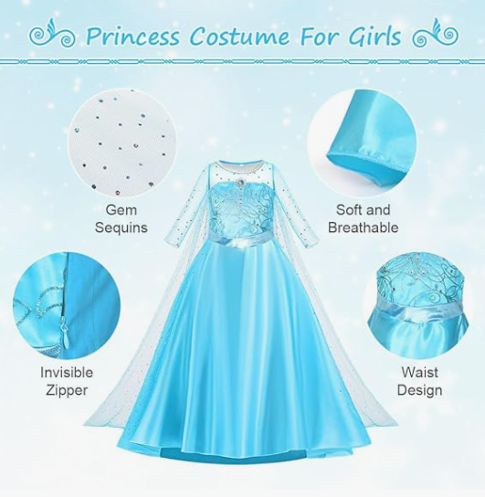 Disney's Frozen Elsa Dress Up Costume 5-6 Years
