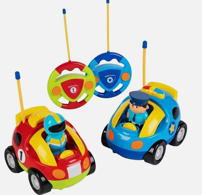 Remote Control Cars for Kids - 2-Pack Cartoon RC Car Police and Race