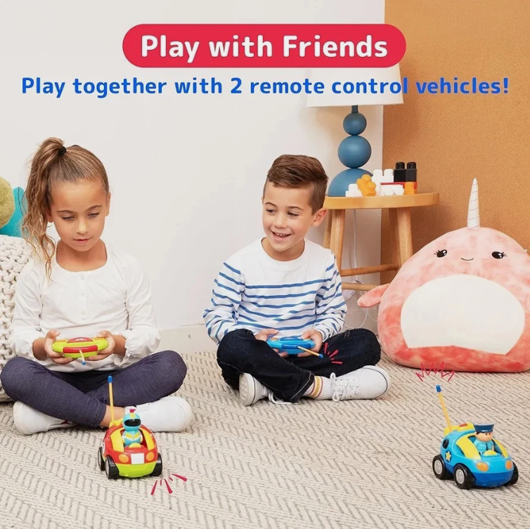 Remote Control Cars for Kids - 2-Pack Cartoon RC Car Police and Race