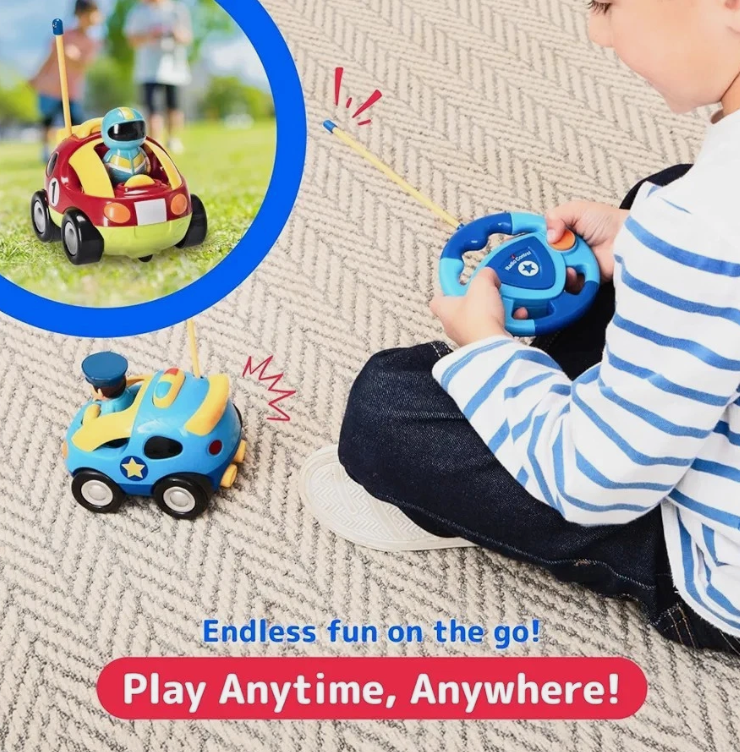 Remote Control Cars for Kids - 2-Pack Cartoon RC Car Police and Race