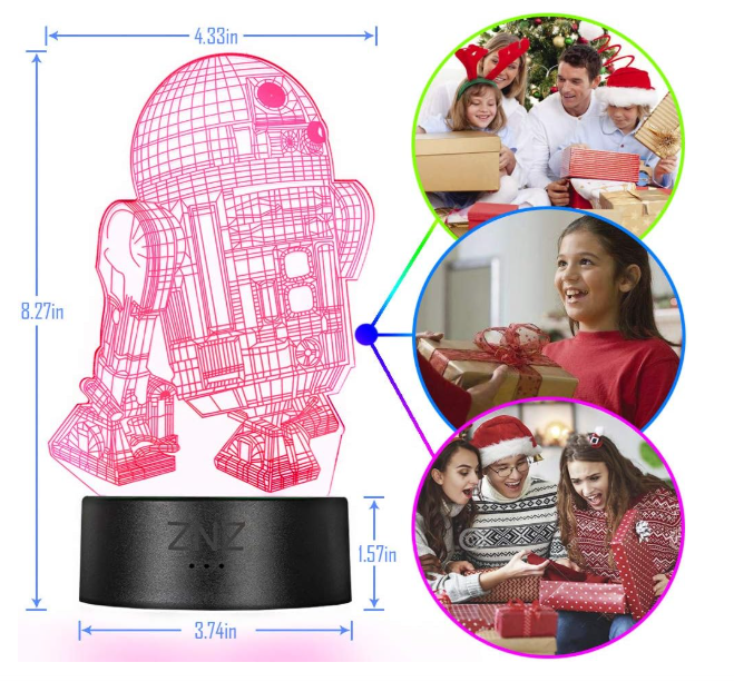 3D Star Wars Lamp, ZNZ LED Optical Illusion Night Light