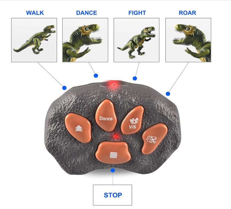 LED Light Up Remote Control Dinosaur Walking and Roaring Realistic T-Rex Dinosaur Toys with Glowing Eyes, Walking Movement, Shaking Head For Toddlers Boys Girls