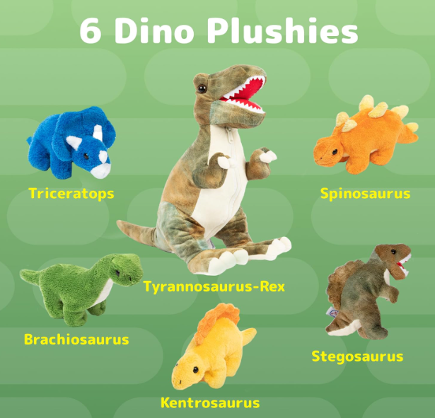 DinoMazing Adventure: A 38.1cm T-Rex Dinosaur Plush with 5 Baby Hatchlings