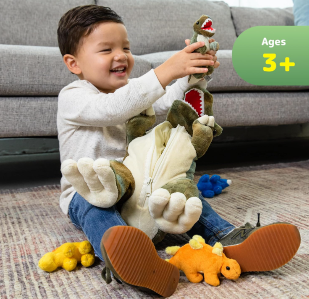 DinoMazing Adventure: A 38.1cm T-Rex Dinosaur Plush with 5 Baby Hatchlings