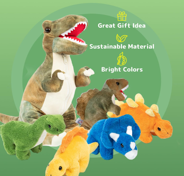 DinoMazing Adventure: A 38.1cm T-Rex Dinosaur Plush with 5 Baby Hatchlings