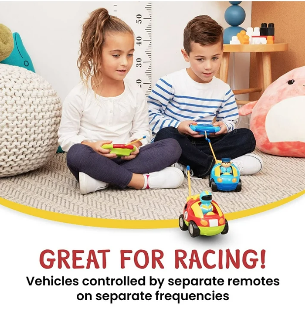 Remote Control Cars for Kids Age 3 and Up - 2-Pack Cartoon RC Car Police and Race Kids Toys