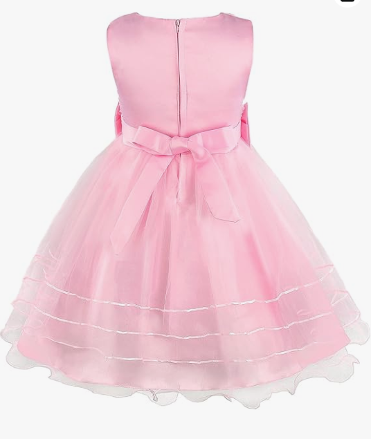 Girls Princess Dress Rose Flower Bow