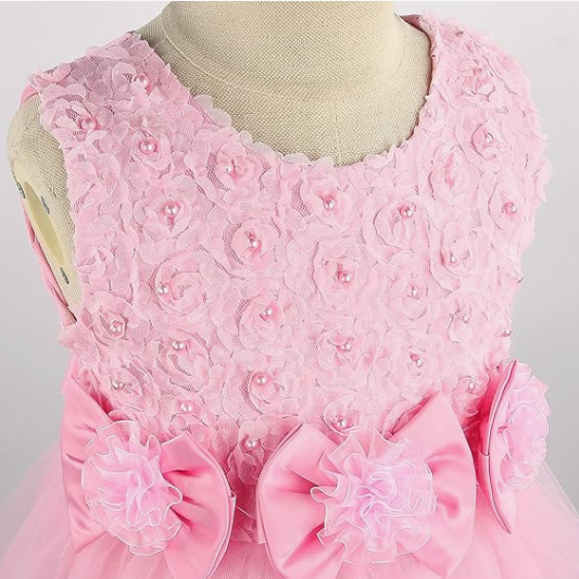 Girls Princess Dress Rose Flower Bow