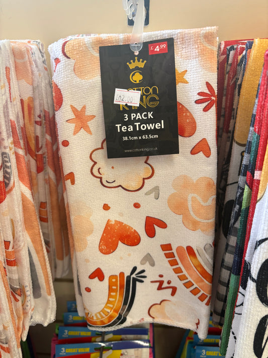 Pack of 3 rainbow tea towels