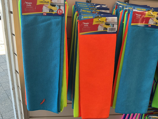 Pack of 3 magic cloths Blue/yellow/orange