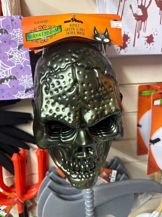 Adult Green Scary Skull Mask