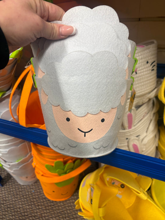 Sheep felt Easter bucket