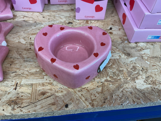 Pink heart shape tea light candle holder