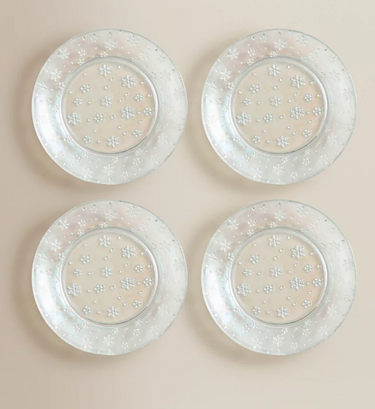 Pack of 4 Iridescent Snowflake Side Plates
