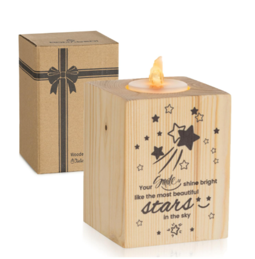 Wooden Quote Candle Holder