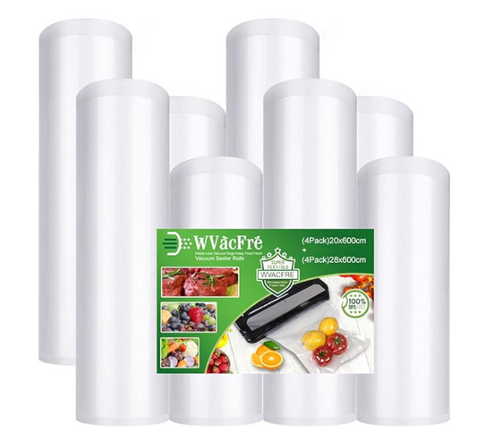 WVacFre (4)20x600cm and (4)28x600cm Textured Vacuum Sealer Bags