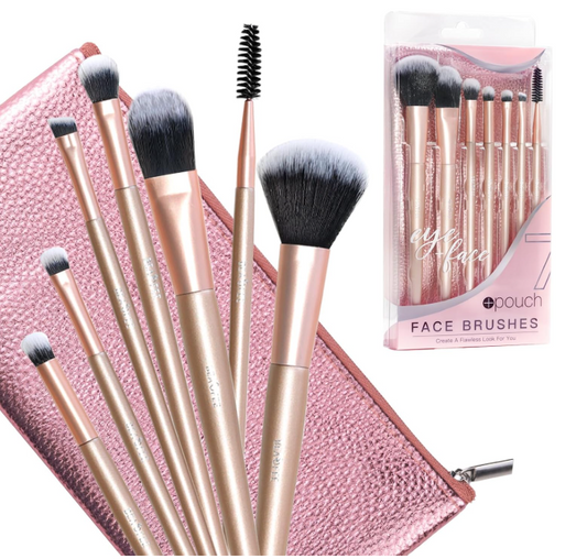 Makeup Brush Set, 7 Pieces Premium Synthetic Foundation Blending Brush, Powder, Blush, Concealer, Eyeshadow, Eyebrow Spoolie Brush with Storage Bag
