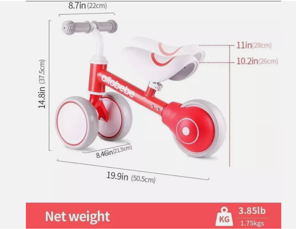 Balance Bike, Kids, Play, Learn, Trike, Red, 12-36 Months, 3 Wheels