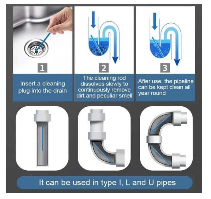 12pcs Sani Stick Drain Cleaner