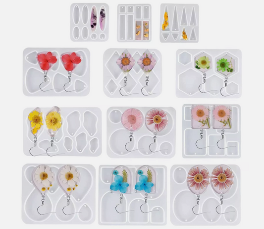 11Pcs Resin Earring Moulds Set, Resin Silicone Moulds of Variety Sizes and Shapes