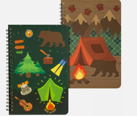 2Pcs Camping A5 Spiral Notebooks Camp Adventure Wire bound Journal Ruled