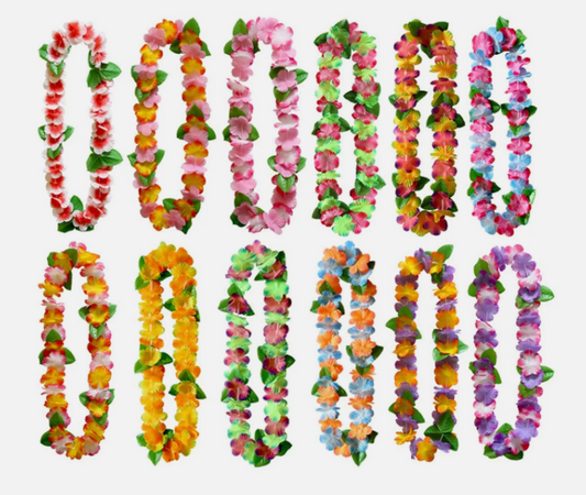 12Pcs Hawaiian Garland, Flower Garlands Consisting of 2 different Coloured Petals
