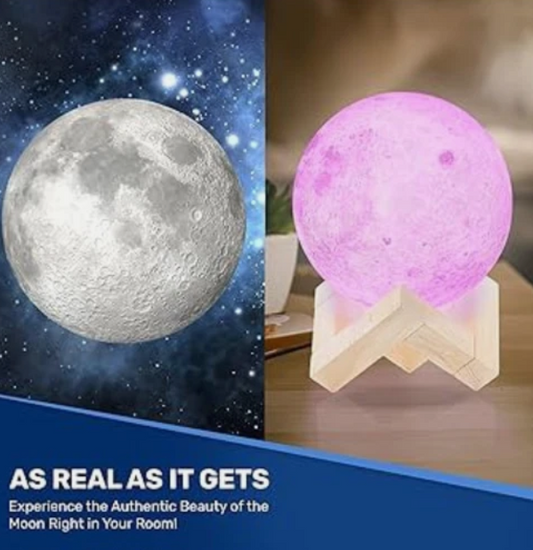 Battery LED Light 7 Colour Changing 3D Moon Lamp Room Lighting Decoration