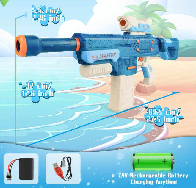 Kiztoys Electric Water Gun, 500ML High Capacity High Pressure Automatic Squirt Guns for Adults Kids