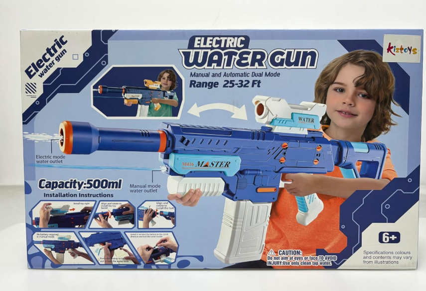 Kiztoys Electric Water Gun, 500ML High Capacity High Pressure Automatic Squirt Guns for Adults Kids