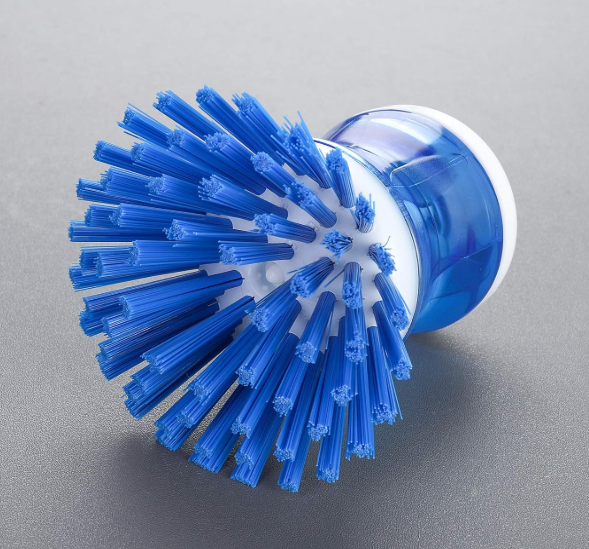 Dish Brush with Soap Dispenser for Dishes Pot Pan Kitchen Sink Scrubbing, Blue 3pcs