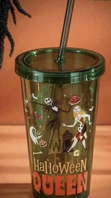 Nightmare Before Christmas Halloween Plastic Cup With Straw