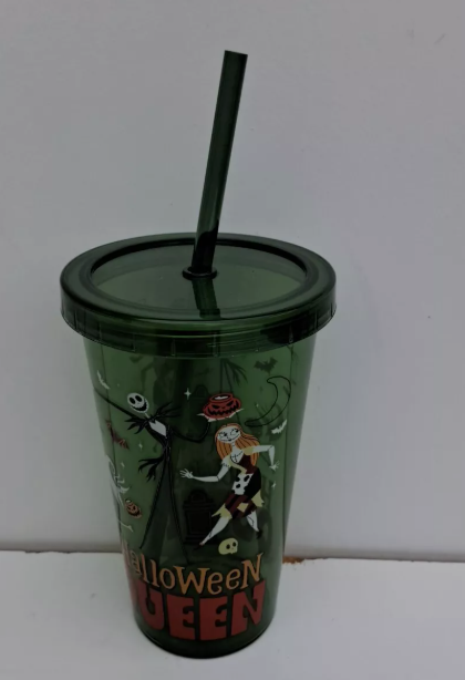 Nightmare Before Christmas Halloween Plastic Cup With Straw