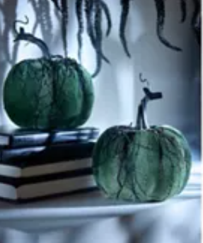 Large Velvet Pumpkin with Spider Decor
