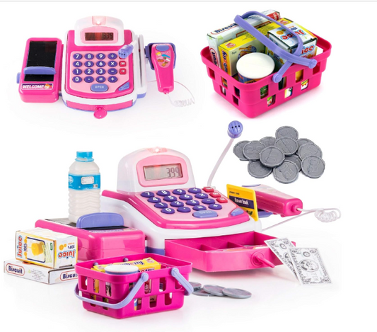 Interactive Pretend Play Toy Cash Register with Microphone and Scanner - Perfect Stocking Filler for Kids