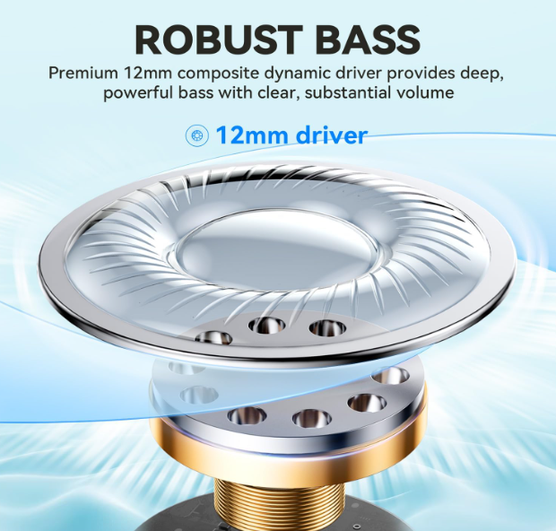 Wireless Earbuds, Deep Bass Earphones with 12mm Drivers