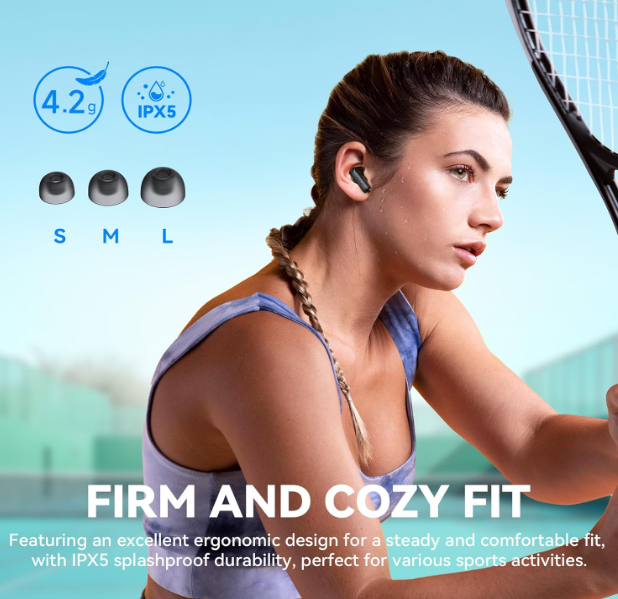 Wireless Earbuds, Deep Bass Earphones with 12mm Drivers
