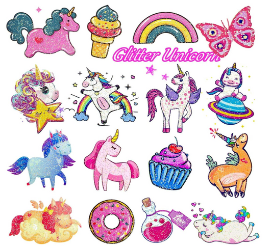 Unicorns Glitter Tattoos for Kids, 12 Sheets Temporary Tattoos