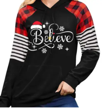 Women's Believe Christmas Pullover Hooded Jumper