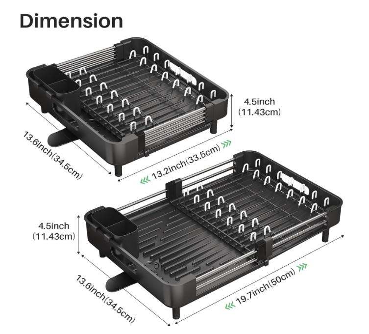 Adjustable Stainless Steel Dish Rack