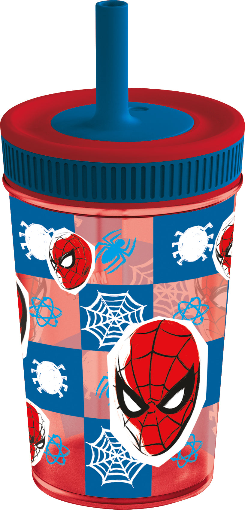 LEAK PROOF SILICONE STRAW TUMBLER 420ML SPIDERMAN ARACHNID GRID