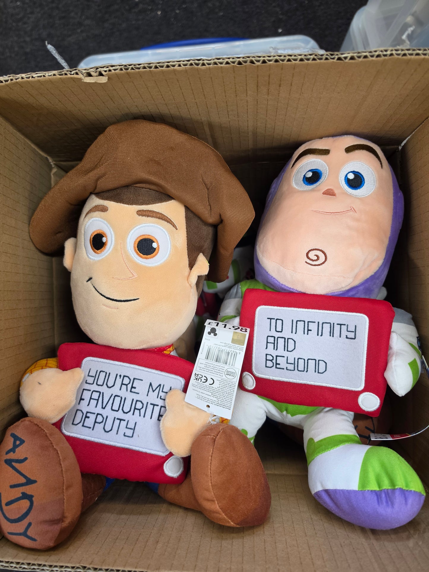 6 large toy story plush (3 woody, 3 buzz)