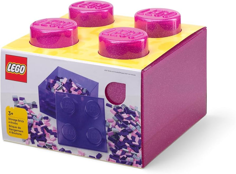 Lego storage brick 4 glitter (multiple colours)